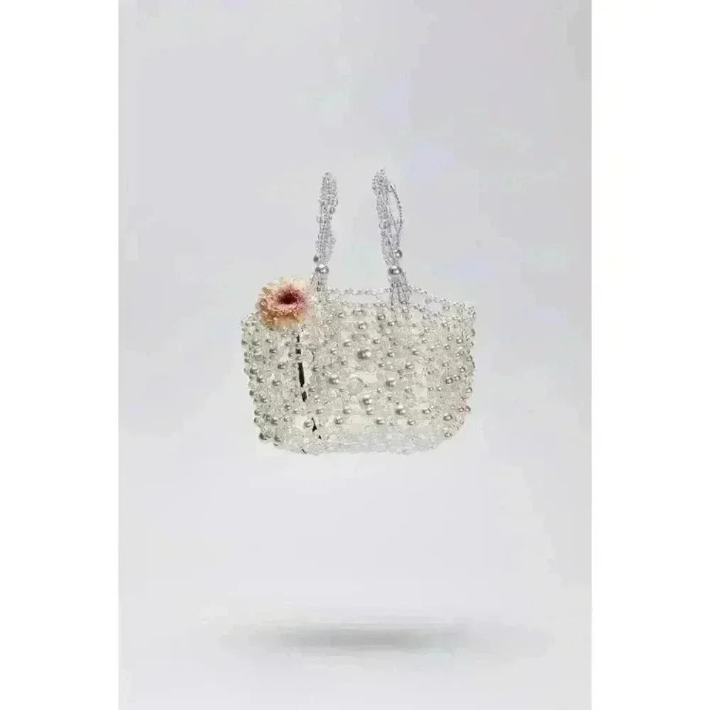 New Susan Fang Bubble Weave Basket Pearl Bag
